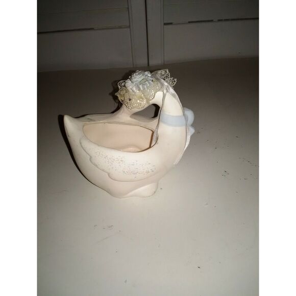 Vintage Duck With Blue Bow Planter Country Duck Planter - Picture 2 of 5